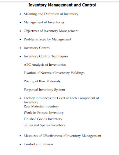 stock inventory management and control