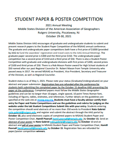 student paper and poster competition