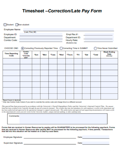 timesheet late pay form