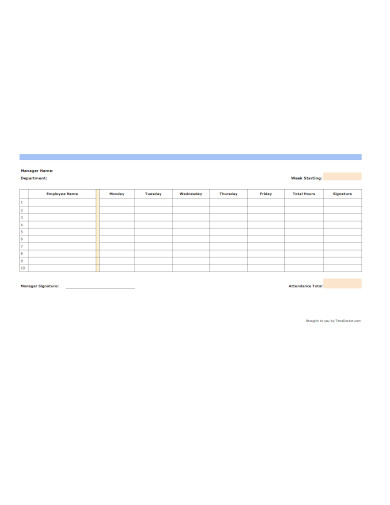 weekly employee attendance sheet