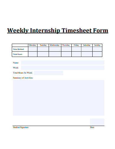 weekly internship timesheet form