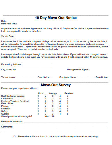 10 day move out notice