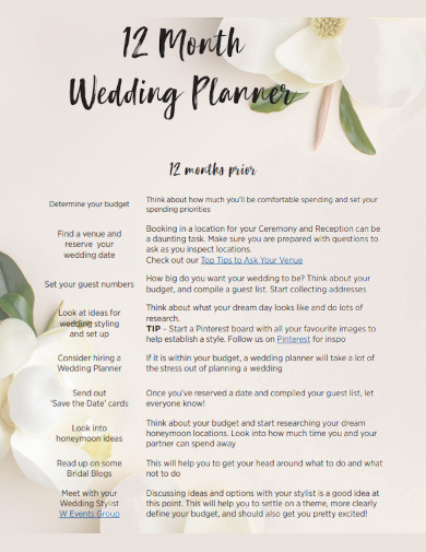 12 month wedding planner