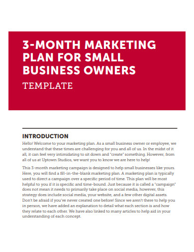 3 month marketing plan for small business