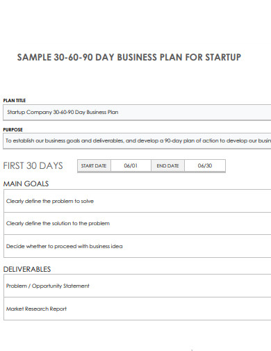 30 60 90 day startup plan