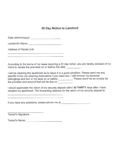 30 day notice for landlord example 
