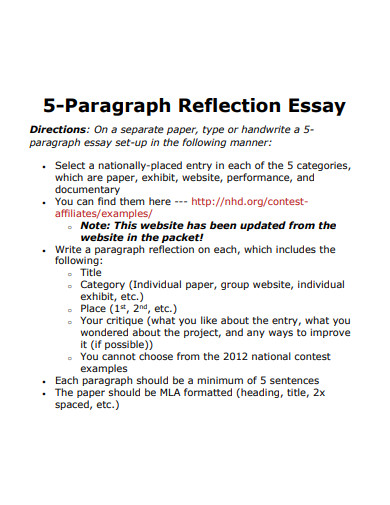 5 paragraph reflection essay