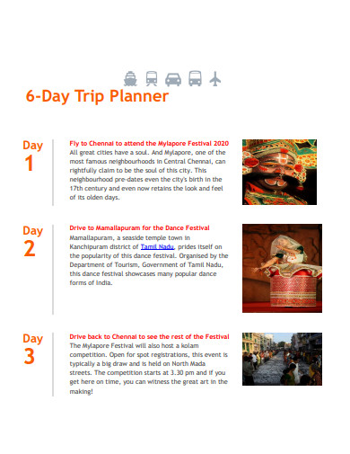 6 day trip planner