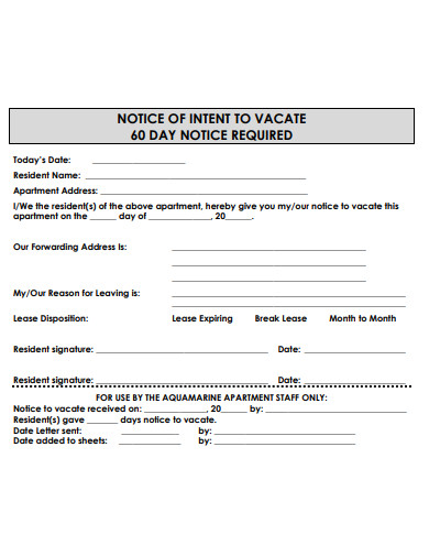 60 day notice required to vacate