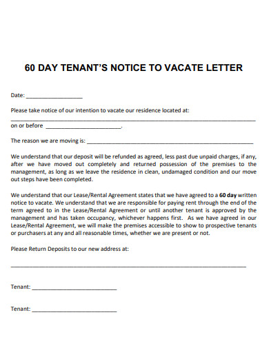 60 day tenant notice to vacate letter