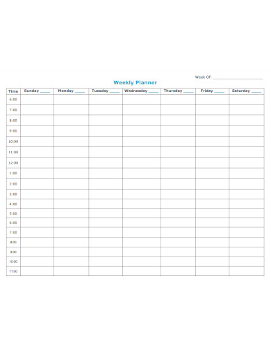 7 day weekly schedule planner 