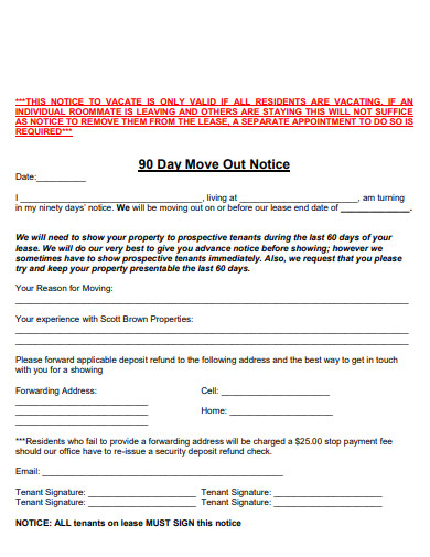 90 day move out notice