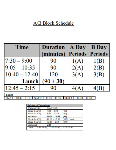 ab time block schedule