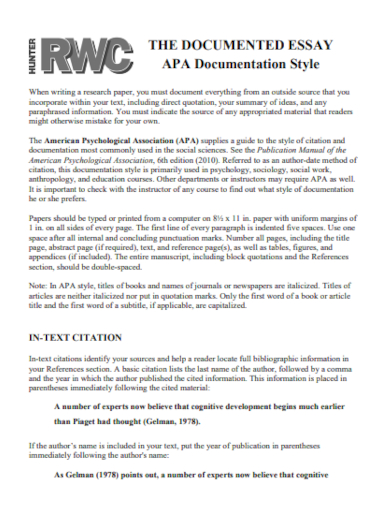 apa essay sample pdf