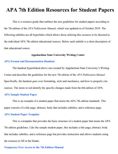 apa edition resources for student paper