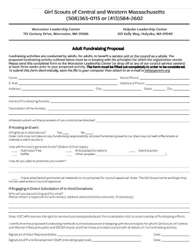 adult fundraising proposal form