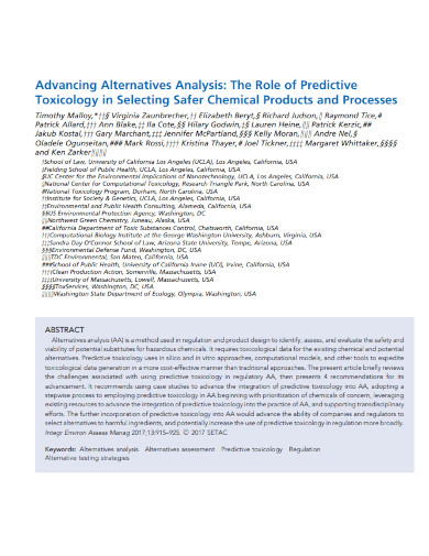 advancing alternatives analysis 
