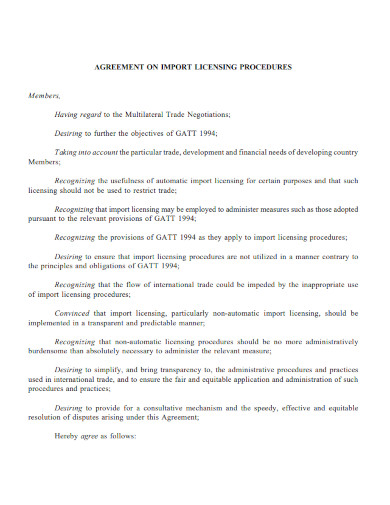 agreement on import licensing procedures