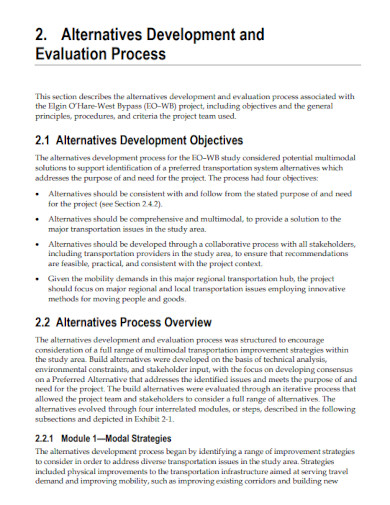 analysis of alternatives development process