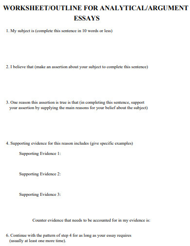 argument essay outline worksheet