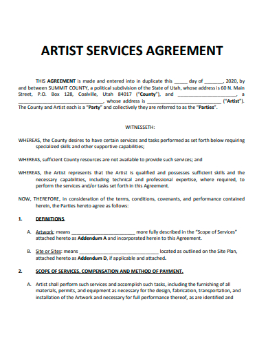 artist services agreement