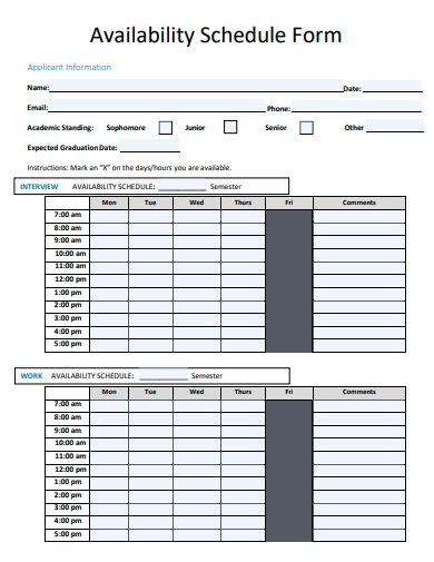 FREE 10 Availability Schedule Samples In PDF