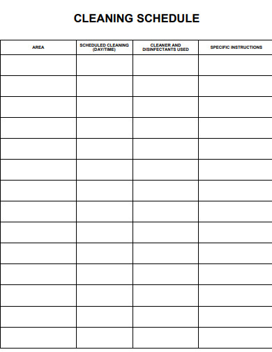 basic cleaning schedule
