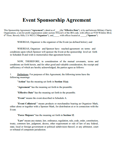 basic event sponsorship agreement