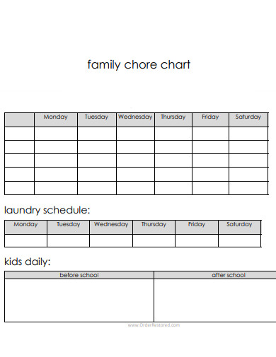 basic family chore chart