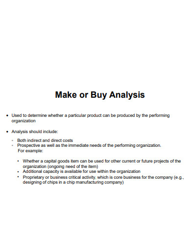 basic make or buy analysis