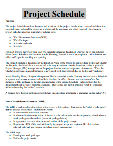 basic project schedule