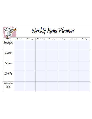 basic weekly menu planner