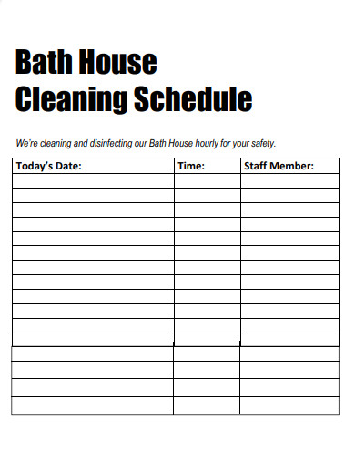 bath house cleaning schedule 