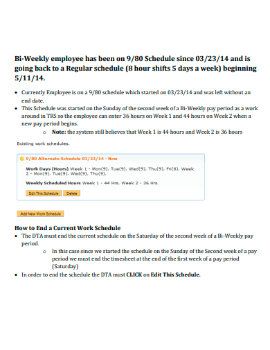 bi weekly employee work schedule
