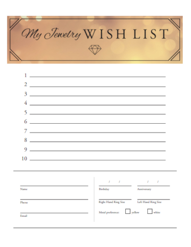 birthday jewelry wish list