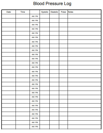 FREE 10 Blood Pressure Log Samples In PDF