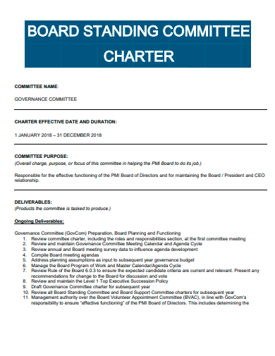 board standing committee charter