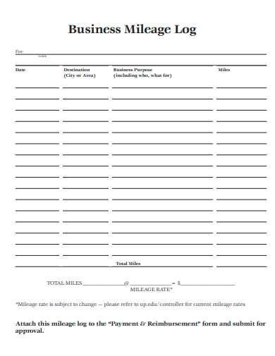 business mileage log