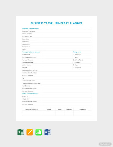 business travel itinerary planner