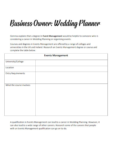 business wedding planner 