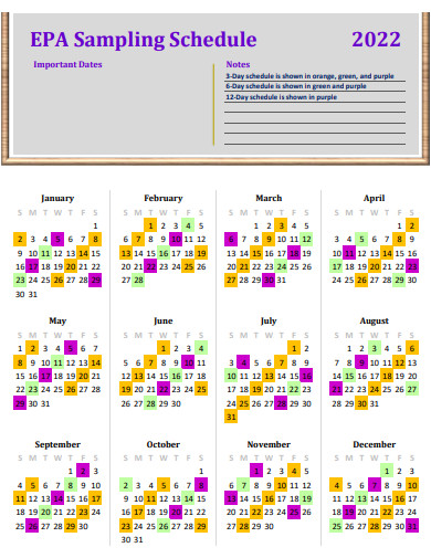 calendar sampling schedule