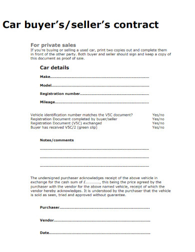 car sellers contract agreement 