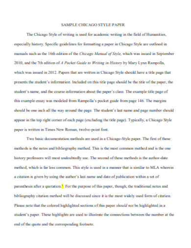 chicago style college essay