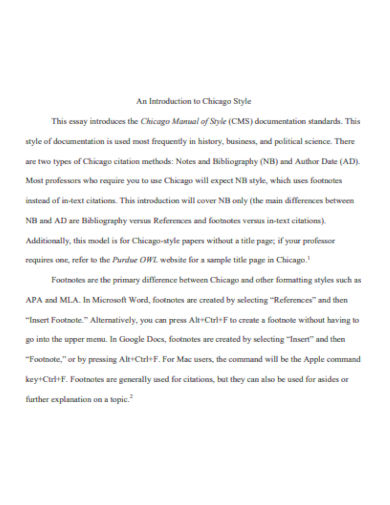 chicago style model essay