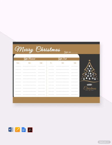 christmas tree gift list