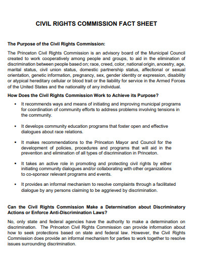 civil rights commission fact sheet