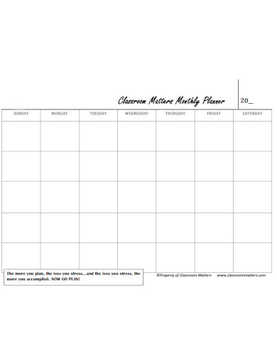 classroom matters monthly planner