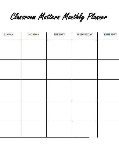 classroom monthly planner