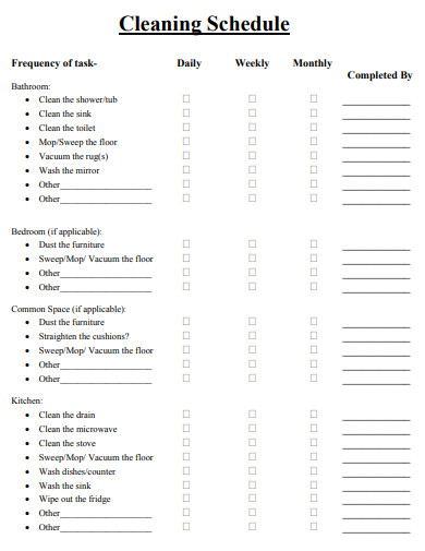 cleaning schedule