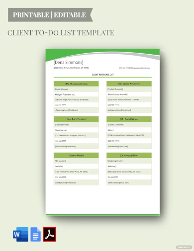 client reference list template